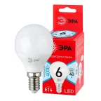Лампа светодиодная RED LINE LED P45-6W-840-E14 R E14 6Вт шар нейтральный белый свет | Б0052443 | ЭРА