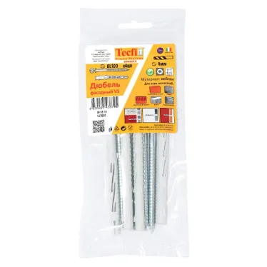 Дюбель фасадн. c шурупом потайн. гол с шлицем TORX 8x100 (4 шт) - пакет | 147666 | Tecfi