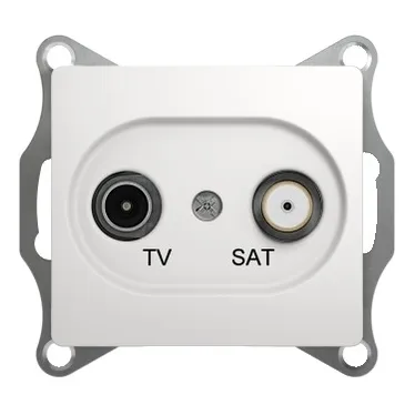GLOSSA Розетка телевизионная TV-SAT проходная в рамку 4дБ белая
