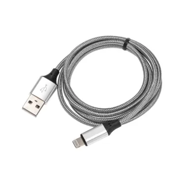 USB кабель для iPhone 5/6/7 моделей, шнур в тканевой оплетке черный | 18-4245 | REXANT
