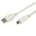                  Кабель mini USB (male) штекер - USB-A (male) штекер, длина 0,2 метра, белый (PE пакет) | 18-1131 | REXANT
               