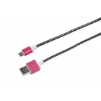                  USB кабель microUSB, шнур в тканевой оплетке, черный (усиленный) | 18-4240 | REXANT
               
