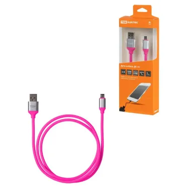 Дата-кабель, ДК 19, USB - micro USB, 1 м, силиконовая оплетка, розовый, | SQ1810-0319 | TDM