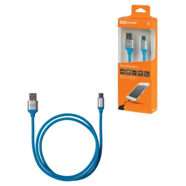 Дата-кабель, ДК 17, USB - USB Type-C, 1 м, силиконовая оплетка, голубой, | SQ1810-0317 | TDM