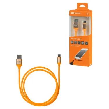 Дата-кабель, ДК 14, USB - USB Type-C, 1 м, силиконовая оплетка, оранжевый, | SQ1810-0314 | TDM