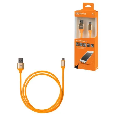 Дата-кабель, ДК 13, USB - micro USB, 1 м, силиконовая оплетка, оранжевый, | SQ1810-0313 | TDM