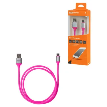 Дата-кабель, ДК 20, USB - USB Type-C, 1 м, силиконовая оплетка, розовый, | SQ1810-0320 | TDM