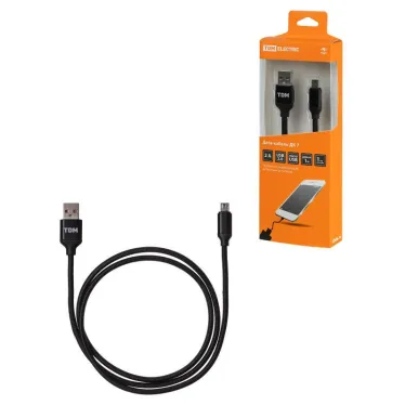 Дата-кабель, ДК 7, USB - micro USB, 1 м, тканевая оплетка, черный, | SQ1810-0307 | TDM