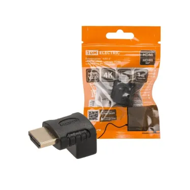 Переходник "АВП 4" штекер HDMI - гнездо HDMI угловой на 90 градусов, позолоченные контакты, | SQ4040-0104 | TDM