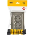 BRITE Розетка 2-местная без заземления без защитных шторок 10А в сборе РС12-2-БрШ шампань IEK