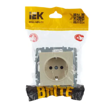 BRITE Розетка с заземлением без защитных шторок 16А РС11-1-0-БрКр бежевый