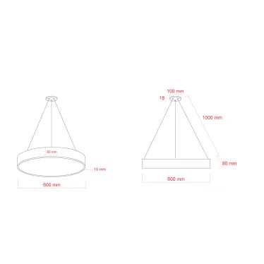 Светильник LED Geometria Ring SPO-131-B-40K-045 45Вт 4000К 4000Лм IP40 600х80 черный подвесной драйвер внутри