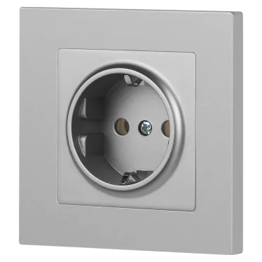 Розетка Intro Accent 6-202-03 2P+E Schuko, 16А-250В, IP20, СУ, алюминий