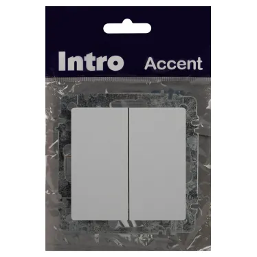 Переключатель Intro Accent 6-107-01 двойной, 10А-250В, IP20, СУ, AL/CU, белый