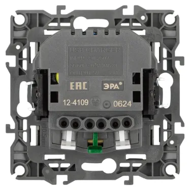 Розетка Серия 12 12-4109-16 , 2P+E 16A-250В, штор. с 2xUSB 5В-3А, титан