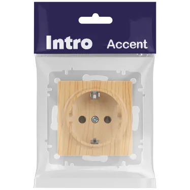 Розетка Intro Accent 6-202-11 2P+E Schuko, 16А-250В, IP20, СУ, cосна