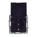 BRITE Розетка с заземлением с защитными шторками и крышкой 16А IP44 РСбш10-3-44-БрЧ черный