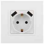 Розетка 2P+E 16A-250В, штор. с 2xUSB 5В-3А, Эра Elegance, белый 14-4109-01