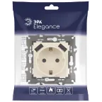 Розетка 2P+E 16A-250В, штор. с 2xUSB 5В-3А, Эра Elegance, слоновая кость 14-4109-02
