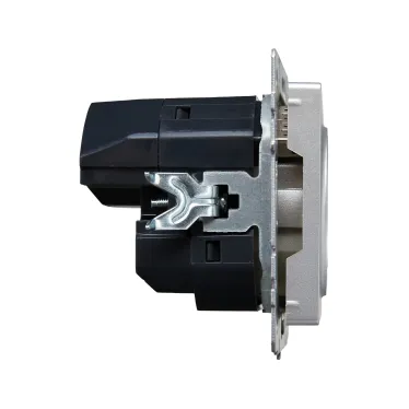BRITE Розетка с заземлением с защитными шторками 16А с USB A+A 2,1А РЮш10-1-БрА алюминий