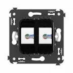 Avanti Компьютерная розетка RJ-45 без шторки в стену, кат.6А двойная, Черный квадрат