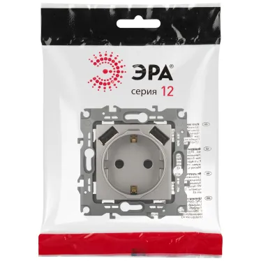 Розетка Серия 12 12-4109-16 , 2P+E 16A-250В, штор. с 2xUSB 5В-3А, титан
