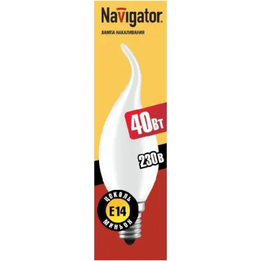 Лампа накаливания ЛОН 40Вт Е14 230В NI-FC-40-230-E14-FR | 94334 | Navigator