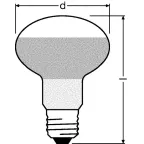 Лампа накаливания зеркальная CONCENTRA R80 SPOT 60W 230V 460cd 50° E27 d80x116 | 4052899182332 | Osram
