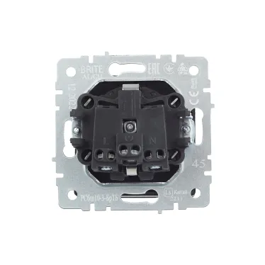 BRITE Розетка с заземлением с защитными шторками и крышкой 16А IP20 РСбш10-3-БрТБ темная бронза