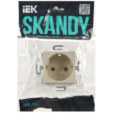 SKANDY Розетка с заземлением без защитных шторок 16А SK-R05B бежевый IEK