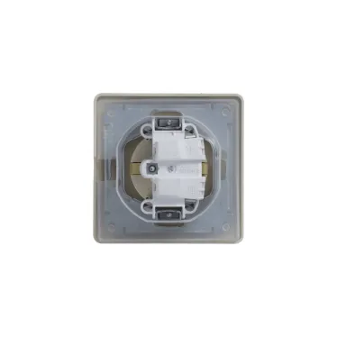 GLOSSA Розетка с заземлением со шторками с крышкой бежевая в сборе IP44
