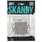 SKANDY Выключатель 2-клавишный проходной с индикацией 10А SK-V10S серебряный IEK