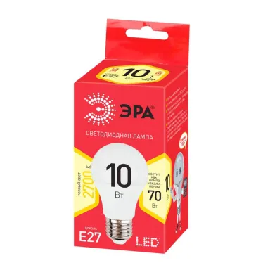Лампа светодиодная RED LINE ECO LED A60-10W-827-E27 E27 / Е27 10Вт груша теплый белый свет | Б0028006 | ЭРА