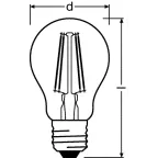 Лампа светодиодная филаментная LED STAR Classic A, прозрачная колба, Е27 LEDSCLA40 4W/827 230V FIL E27 FS1 | 4058075055292 | Osram