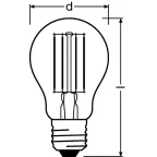 Лампа светодиодная филаментная LED STAR Classic A 8W, прозрачная колба, Е27 LEDSCLA75 8W/827 230V FIL E27 FS1 | 4058075055339 | Osram
