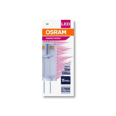 Лампа светодиодная PARATHOM PIN 0, 9W, G4, 12в LEDPPIN10 CL 0, 9W/827 12V G4 FS1 | 4058075811959 | Osram