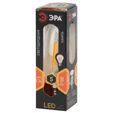 Лампа светодиодная F-LED B35-5W-827-E14 (филамент, свеча, 5Вт, тепл, E14) | Б0043435 | ЭРА