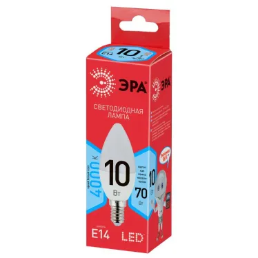 Лампа светодиодная RED LINE ECO LED B35-10W-840-E14 10Вт свеча | Б0032963 | ЭРА
