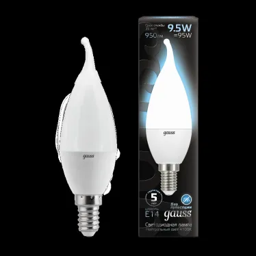 Лампа светодиодная Black LED Свеча на ветру E14 9.5W 950lm 4100K | 104101210 | Gauss