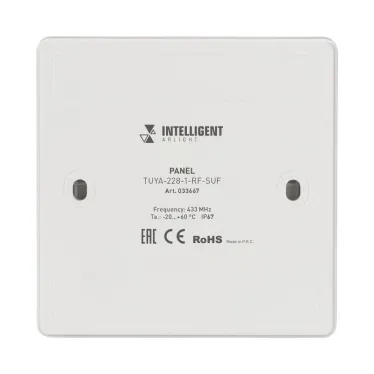 INTELLIGENT ARLIGHT Панель TUYA-228-1-RF-SUF (kinetic, 433MHz) (INTELLIGENT ARLIGHT, IP67 Пластик, 3 года) | 033667 | Arlight