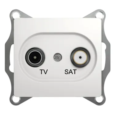 GLOSSA Розетка телевизионная TV-SAT проходная в рамку 4дБ белая