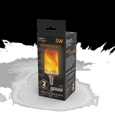Лампа светодиодная Black LED T65 Flame 5W E14 20-80lm 1500K | 157401105 | Gauss