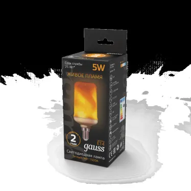 Лампа светодиодная Black LED T65 Flame 5W E14 20-80lm 1500K | 157401105 | Gauss