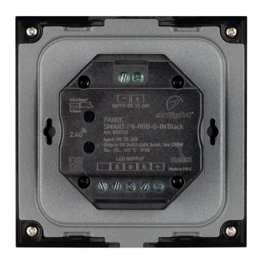 Панель SMART-P8-RGB-G-IN Black (12-24V, 3x4A, Rotary, 2.4G) (Arlight, IP20 Пластик, 5 лет) | 033763 | Arlight