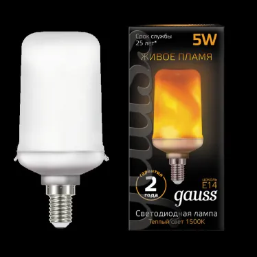 Лампа светодиодная Black LED T65 Flame 5W E14 20-80lm 1500K | 157401105 | Gauss