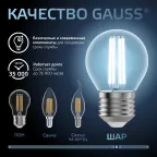 Лампа светодиодная Black LED Filament Шар E27 11W 750lm 4100K | 105802211 | Gauss