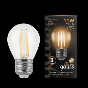 Лампа светодиодная Black LED Filament Шар E27 11W 720lm 2700K | 105802111 | Gauss