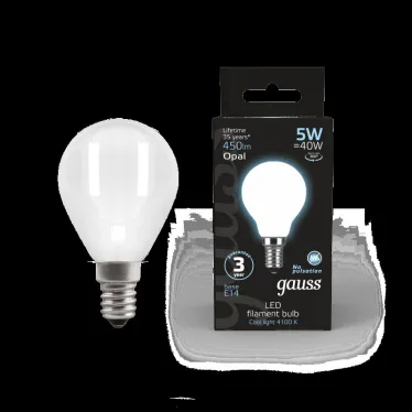 Лампа светодиодная Black LED Filament Шар OPAL E14 5W 450lm 4100K | 105201205 | Gauss