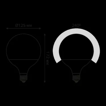Лампа светодиодная Black LED G125 E27 22W 1840lm 4100K | 105102222 | Gauss