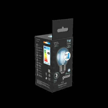 Лампа светодиодная Black LED Filament Шар E27 7W 580lm 4100K step dimmable | 105802207-S | Gauss